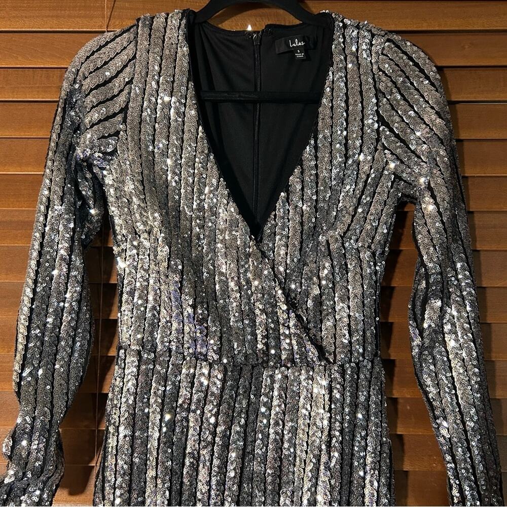 Lulus Silver Sequin Mini Dress S - Picture 3 of 8